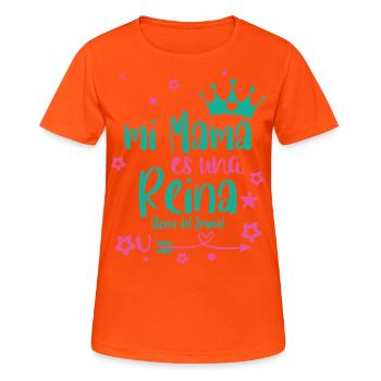Meine Mama ist eine lustige "Drama Queen" - Frauen T-Shirt atmungsaktiv - Neonorange - Vorne - AI Model Female 172 dark (172cm)