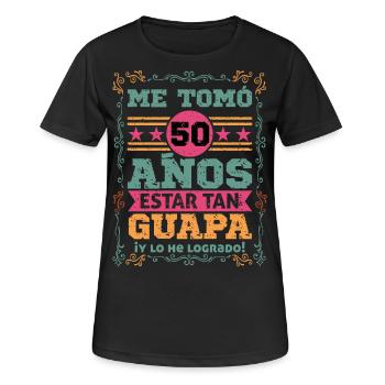 50's Fabulosa: Geburtstagskleidung & Accessoires - Frauen T-Shirt atmungsaktiv - Schwarz - Vorne - AI Model Female 172 light (172cm)