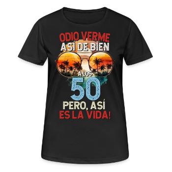 Ich hasse es, so gut auszusehen 50 Jahre, das ist das Leben - Frauen T-Shirt atmungsaktiv - Schwarz - Vorne - AI Model Female 172 light (172cm)