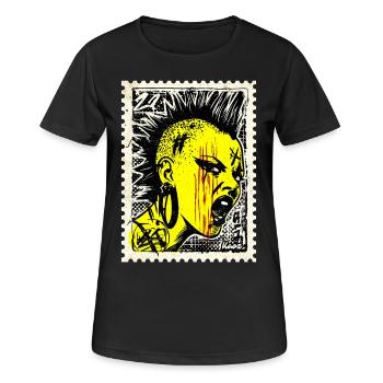 Femme punk sauvage avec mohawk et colère sur timbre-poste - T-shirt respirant Femme - noir - Devant - AI Model Female 172 light (172cm)