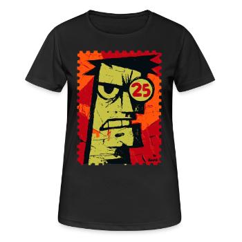 Mec en colère avec un monocle en guise de timbre - T-shirt respirant Femme - noir - Devant - AI Model Female 172 light (172cm)