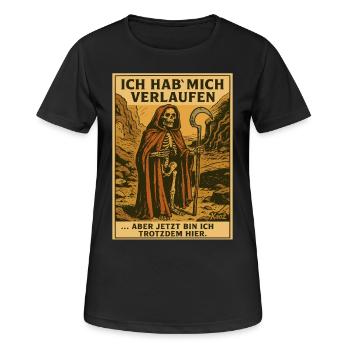 Sensemann hat sich verlaufen - Frauen T-Shirt atmungsaktiv - Schwarz - Vorne - AI Model Female 172 light (172cm)