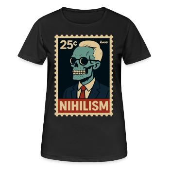 Nihilism Postage Stamp – Skeleton in Suit - Women's Breathable T-Shirt - black - Front - AI Model Female 172 light (172cm)