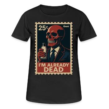 Je suis déjà mort – Squelette avec bouteille de lait - T-shirt respirant Femme - noir - Devant - AI Model Female 172 light (172cm)