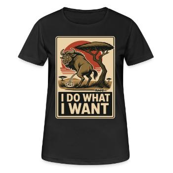 Wildebeest does what it wants – mark territory - Women's Breathable T-Shirt - black - Front - AI Model Female 172 light (172cm)