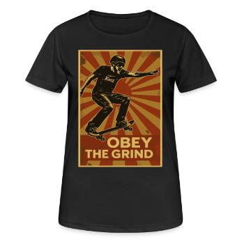 Skater Poster Retro – Obey the Grind - Women's Breathable T-Shirt - black - Front - AI Model Female 172 light (172cm)