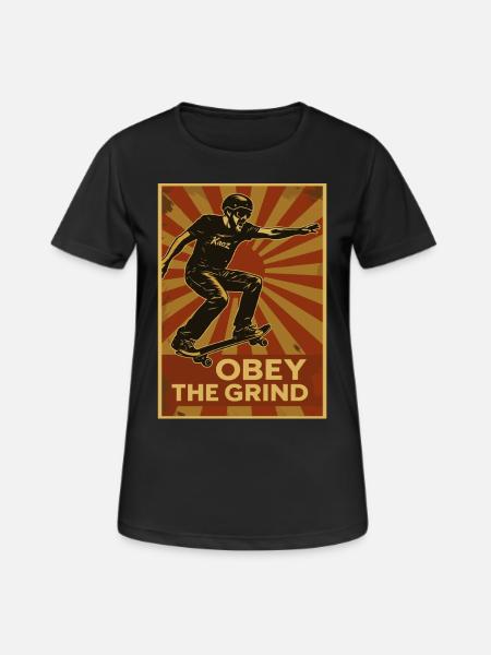 Skater Poster Retro – Gehorche dem Grind - Dame T-shirt svedtransporterende - sort