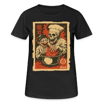 Skelett Koch mit Assistent und Kochtopf - Frauen T-Shirt atmungsaktiv - Schwarz - Vorne - AI Model Female 172 light (172cm)