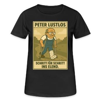 Peter Lustlos – Schritt für Schritt ins Elend - Frauen T-Shirt atmungsaktiv - Schwarz - Vorne - AI Model Female 172 light (172cm)