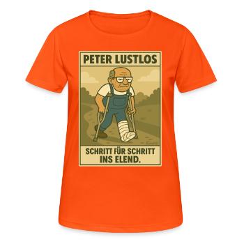 Peter Listless – Pas à pas dans la misère - T-shirt respirant Femme - orange néon - Devant - AI Model Female 172 dark (172cm)