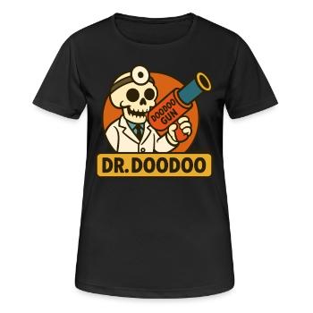 Lustiger Skelett Arzt mit Doodoo Kanone - Frauen T-Shirt atmungsaktiv - Schwarz - Vorne - AI Model Female 172 light (172cm)