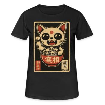Dark Waving Cat with Skulls - Women's Breathable T-Shirt - black - Front - AI Model Female 172 light (172cm)