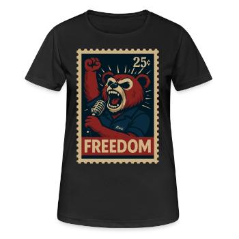 Rebellischer Bär ruft mit Mikro nach Freiheit - Frauen T-Shirt atmungsaktiv - Schwarz - Vorne - AI Model Female 172 light (172cm)