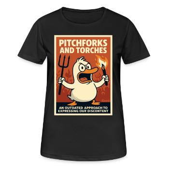 Wütende Ente mit Fackel und Mistgabel - Frauen T-Shirt atmungsaktiv - Schwarz - Vorne - AI Model Female 172 light (172cm)