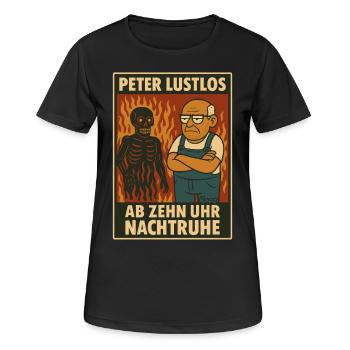 Peter Lustlos sorgt ab zehn für Nachtruhe - Frauen T-Shirt atmungsaktiv - Schwarz - Vorne - AI Model Female 172 light (172cm)