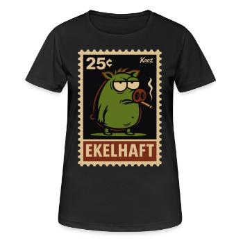 Cochon vert avec vue timbres style dégoûtant - T-shirt respirant Femme - noir - Devant - AI Model Female 172 light (172cm)