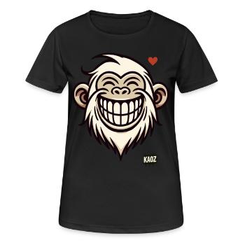 Grinsender Affe mit Herz - Frauen T-Shirt atmungsaktiv - Schwarz - Vorne - AI Model Female 172 light (172cm)