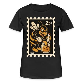 Abeille comique avec du miel dans un bocal - T-shirt respirant Femme - noir - Devant - AI Model Female 172 light (172cm)