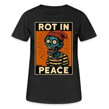 Zombie avec capuchon et texte « Pourrir en paix » - T-shirt respirant Femme - noir - Devant - AI Model Female 172 light (172cm)