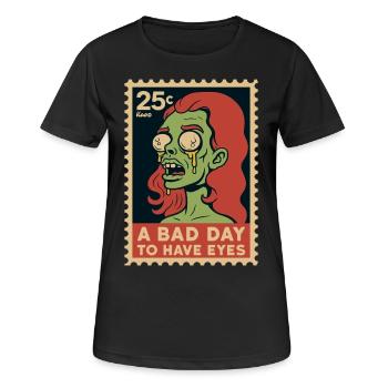 Zombie with googly eyes and saying - Women's Breathable T-Shirt - black - Front - AI Model Female 172 light (172cm)