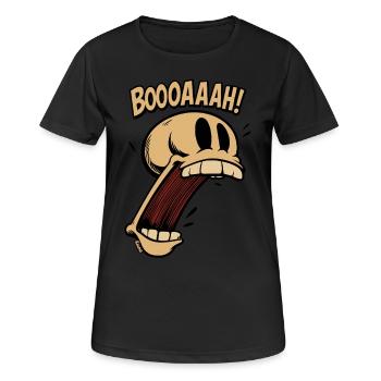Schreiender Cartoon Totenkopf mit offenem Mund - Frauen T-Shirt atmungsaktiv - Schwarz - Vorne - AI Model Female 172 light (172cm)