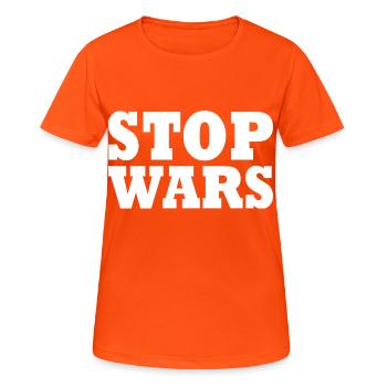 Stop wars - T-shirt respirant Femme - orange néon - Devant - AI Model Female 172 dark (172cm)
