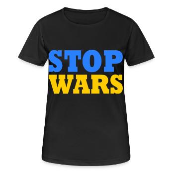 Stop war - T-shirt respirant Femme - noir - Devant - AI Model Female 172 light (172cm)