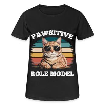 Funny Tabby Cat Pawsitive Role Model - Women's Breathable T-Shirt - black - Front - AI Model Female 172 light (172cm)
