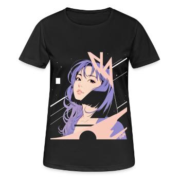 Weltraum-Nostalgie ✨ - Frauen T-Shirt atmungsaktiv - Schwarz - Vorne - AI Model Female 172 light (172cm)