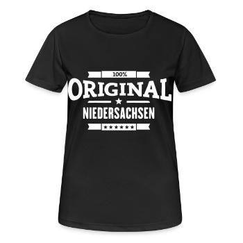 Original Niedersachsen - Frauen T-Shirt atmungsaktiv - Schwarz - Vorne - AI Model Female 172 light (172cm)