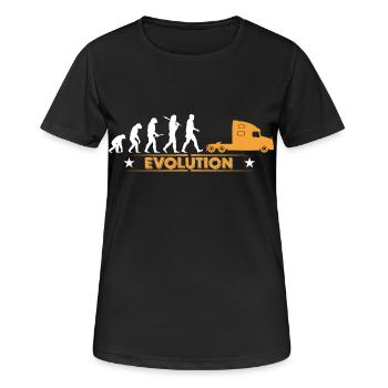 LKW Brummi Trucker - orange/weiss - Frauen T-Shirt atmungsaktiv - Schwarz - Vorne - AI Model Female 172 light (172cm)