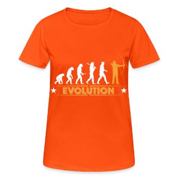 Bogenschiessen Evolution - orange/weiss - Frauen T-Shirt atmungsaktiv - Neonorange - Vorne - AI Model Female 172 dark (172cm)