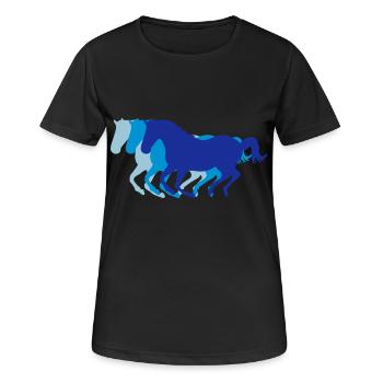 Trois chevaux au galop - Equitation - dressage des - T-shirt respirant Femme - noir - Devant - AI Model Female 172 light (172cm)