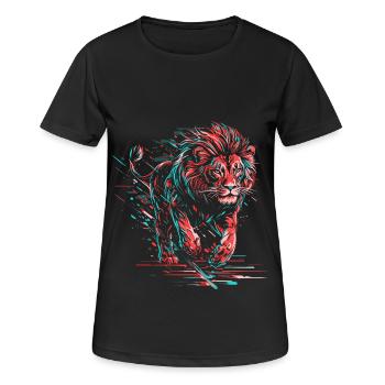 Lion Neon Lion Head Colorful Predator Animal Wild - Women's Breathable T-Shirt - black - Front - AI Model Female 172 light (172cm)