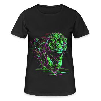 Lion Running Lion Head Colorful Predator Animal Wild - Women's Breathable T-Shirt - black - Front - AI Model Female 172 light (172cm)