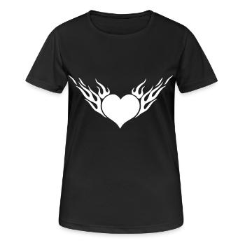 Fire Heart 1c - Women's Breathable T-Shirt - black - Front - AI Model Female 172 light (172cm)