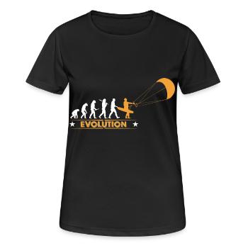 Kitesurfing - evolution - Women's Breathable T-Shirt - black - Front - AI Model Female 172 light (172cm)