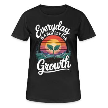 Jeder Tag bringt neues Wachstum - Frauen T-Shirt atmungsaktiv - Schwarz - Vorne - AI Model Female 172 light (172cm)