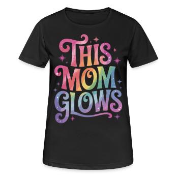 Glowing Mom – Rainbow Style - Women's Breathable T-Shirt - black - Front - AI Model Female 172 light (172cm)
