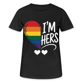 Proudly Yours – LGBTQ+ Partner Look - Women's Breathable T-Shirt - black - Front - AI Model Female 172 light (172cm)