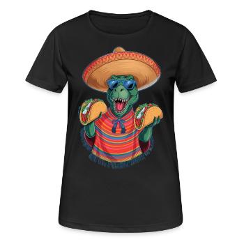 Taco Rex – Fiesta Time! - Women's Breathable T-Shirt - black - Front - AI Model Female 172 light (172cm)
