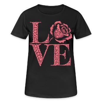 Rose de l’Amour - Chemise LOVE sincère - T-shirt respirant Femme - noir - Devant - AI Model Female 172 light (172cm)
