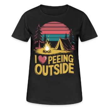 Natur pur – mit Humor - Ich liebe Draußen-Pinkeln - Frauen T-Shirt atmungsaktiv - Schwarz - Vorne - AI Model Female 172 light (172cm)