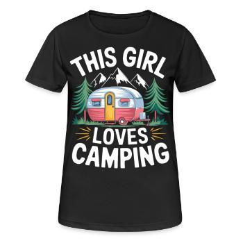 Wohnwagen Camping Girl - Frauen T-Shirt atmungsaktiv - Schwarz - Vorne - AI Model Female 172 light (172cm)
