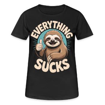 Everything Sucks - Chemise Funny Sloth - T-shirt respirant Femme - noir - Devant - AI Model Female 172 light (172cm)
