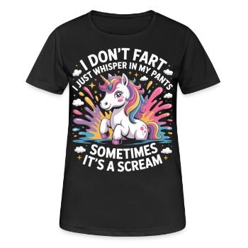 Drôle de Licorne Pet Chemise - Licorne avec dicton - T-shirt respirant Femme - noir - Devant - AI Model Female 172 light (172cm)