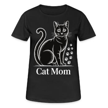 Für stolze Katzenmamas Pfotenliebe und Katzenblick - Frauen T-Shirt atmungsaktiv - Schwarz - Vorne - AI Model Female 172 light (172cm)