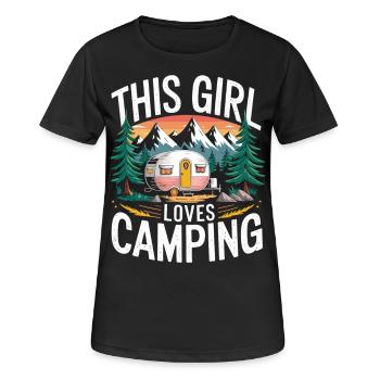 Camper Woman Loves Nature - Chemise Camping Girl - T-shirt respirant Femme - noir - Devant - AI Model Female 172 light (172cm)