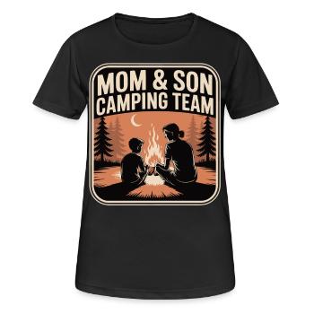 Équipe de camping Maman et fils - T-shirt respirant Femme - noir - Devant - AI Model Female 172 light (172cm)