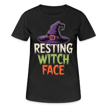 Halloween Humor – Hexe mit Stil - Frauen T-Shirt atmungsaktiv - Schwarz - Vorne - AI Model Female 172 light (172cm)